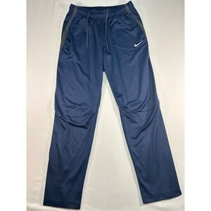 Nike Mens Dri-FIT Track Pants Navy Blue Grey Mesh Side Stripe Size Large L